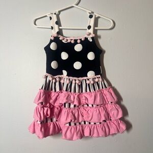 Polka Dot and Pink Ruffle Kids Dress